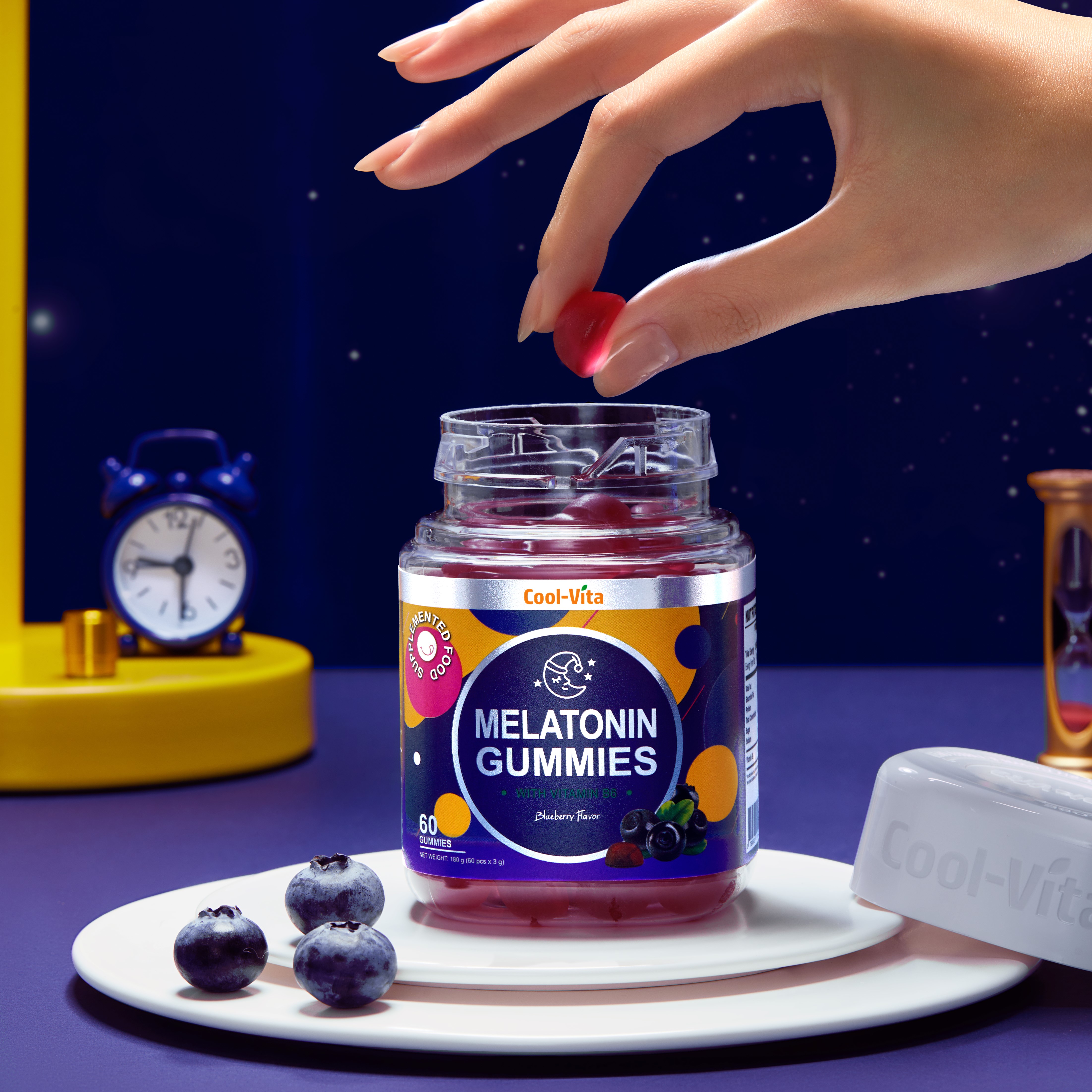 Combo Kẹo Dẻo Giấm Táo & Kẹo Dẻo Melatonin Coolvita Hỗ Trợ Tiêu Hóa - Tăng Cường Miễn Dịch - Cải Thiện Giấc Ngủ - Giảm Căng Thẳng, Kết Hợp Vitamin B12, Axit Folic & Vitamin B6 - 2 Hộp (60 viên x 3g)/hộp
