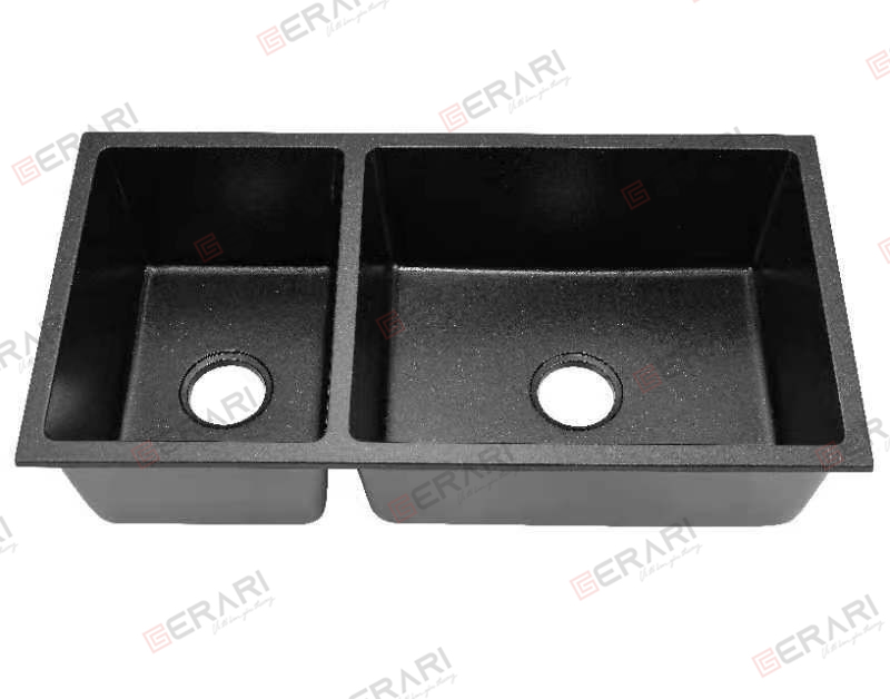 {CHÍNH HÃNG} Chậu rửa 2 hố lệch chất liệu đá Granit cao cấp. Phụ kiện đi kèm mã GC.MB9047 thương hiệu GERARI