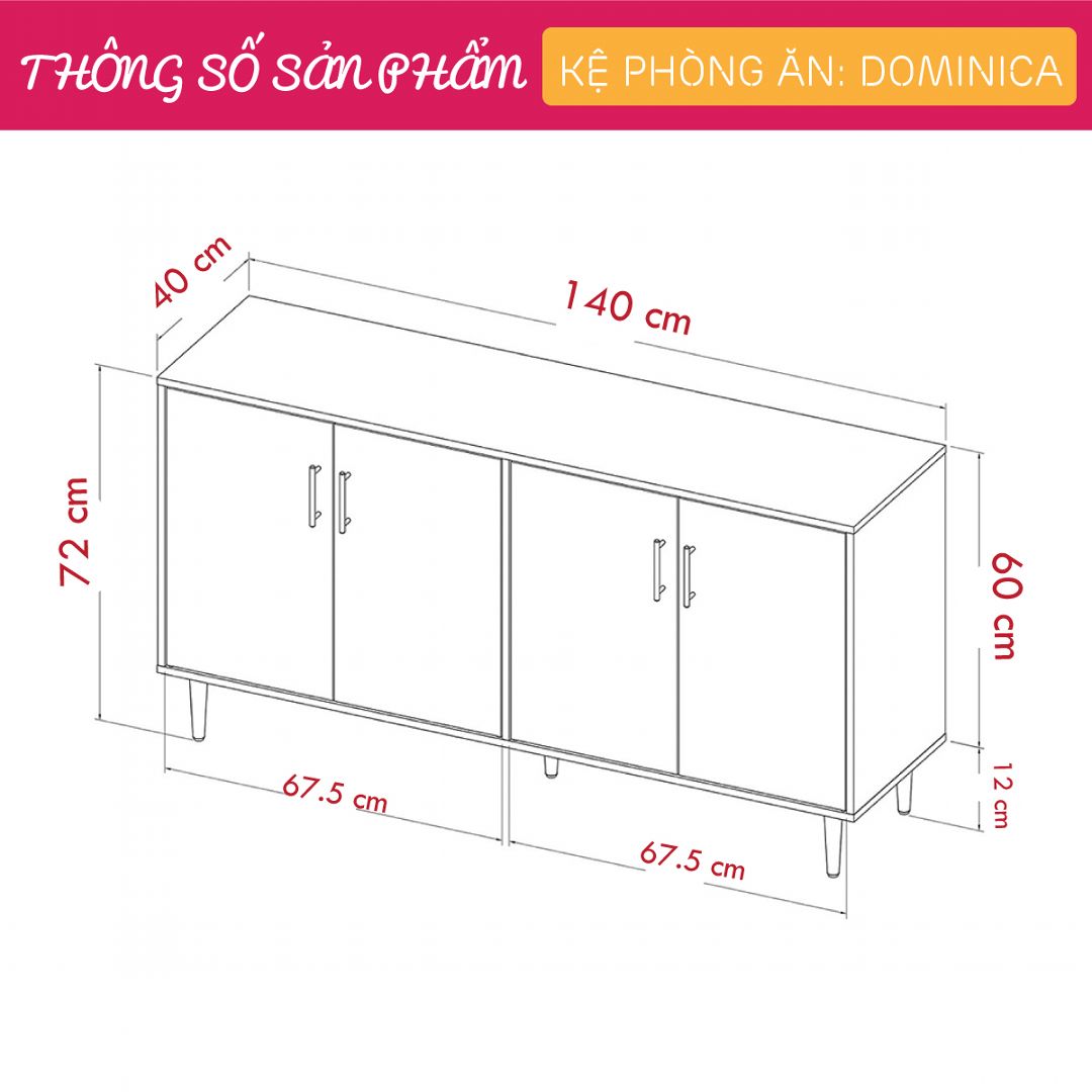 Tủ đựng đồ phòng bếp thiết kế đẹp và tiện ích SMLIFE Dominica