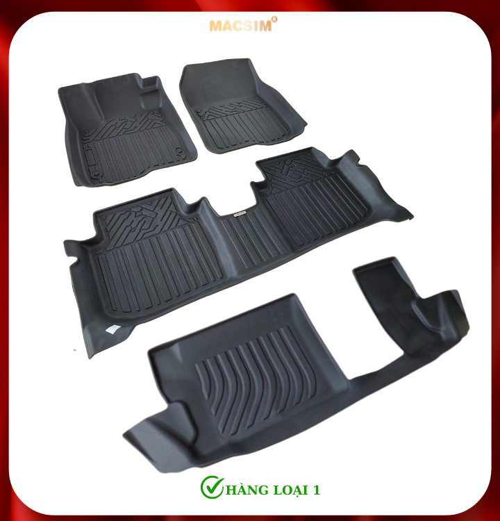 Thảm lót sàn xe ô tô Honda CRV 2023+ (3 hàng ghế sd) Nhãn hiệu Macsim chất liệu nhựa TPE cao cấp màu đen