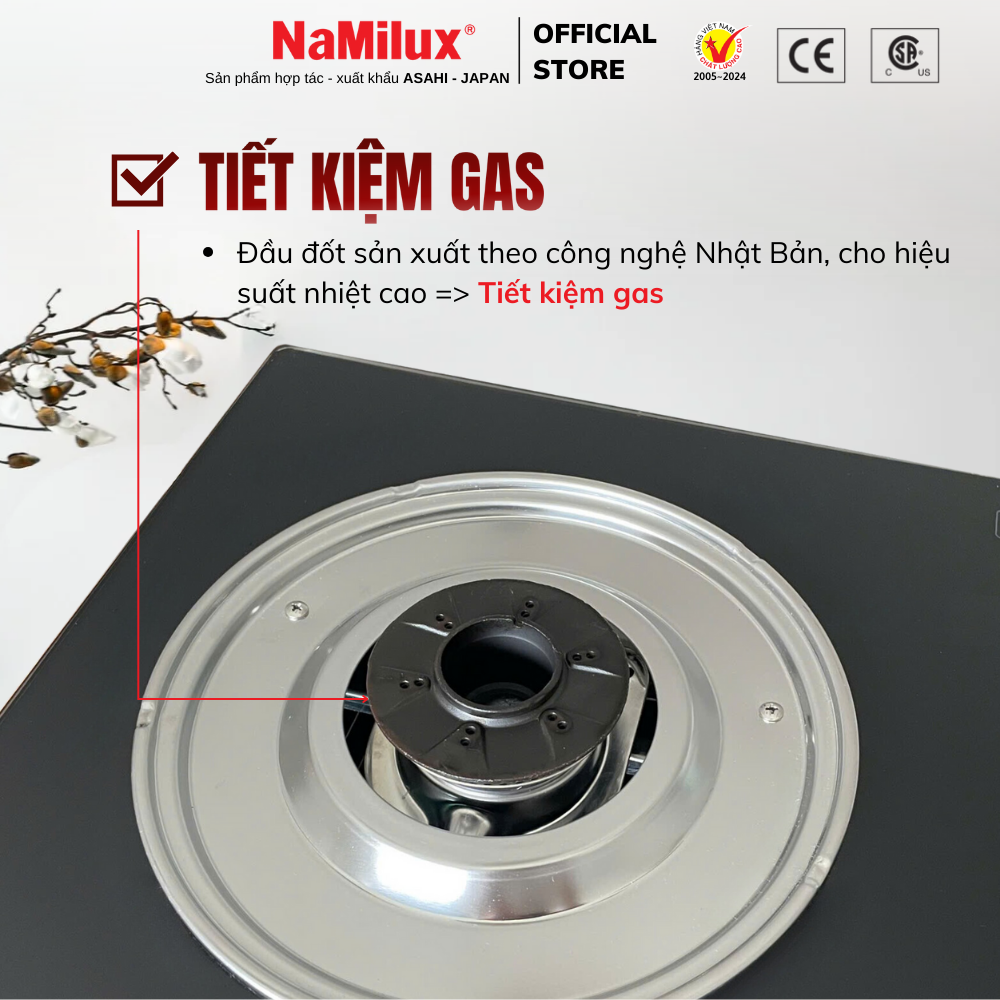 Bếp Gas Đôi Mặt Kính Cao Cấp NaMilux DL2463PG – Công Suất Mạnh 4.2Kw – Kiềng Bếp Tráng Men – Hàng Chính Hãng