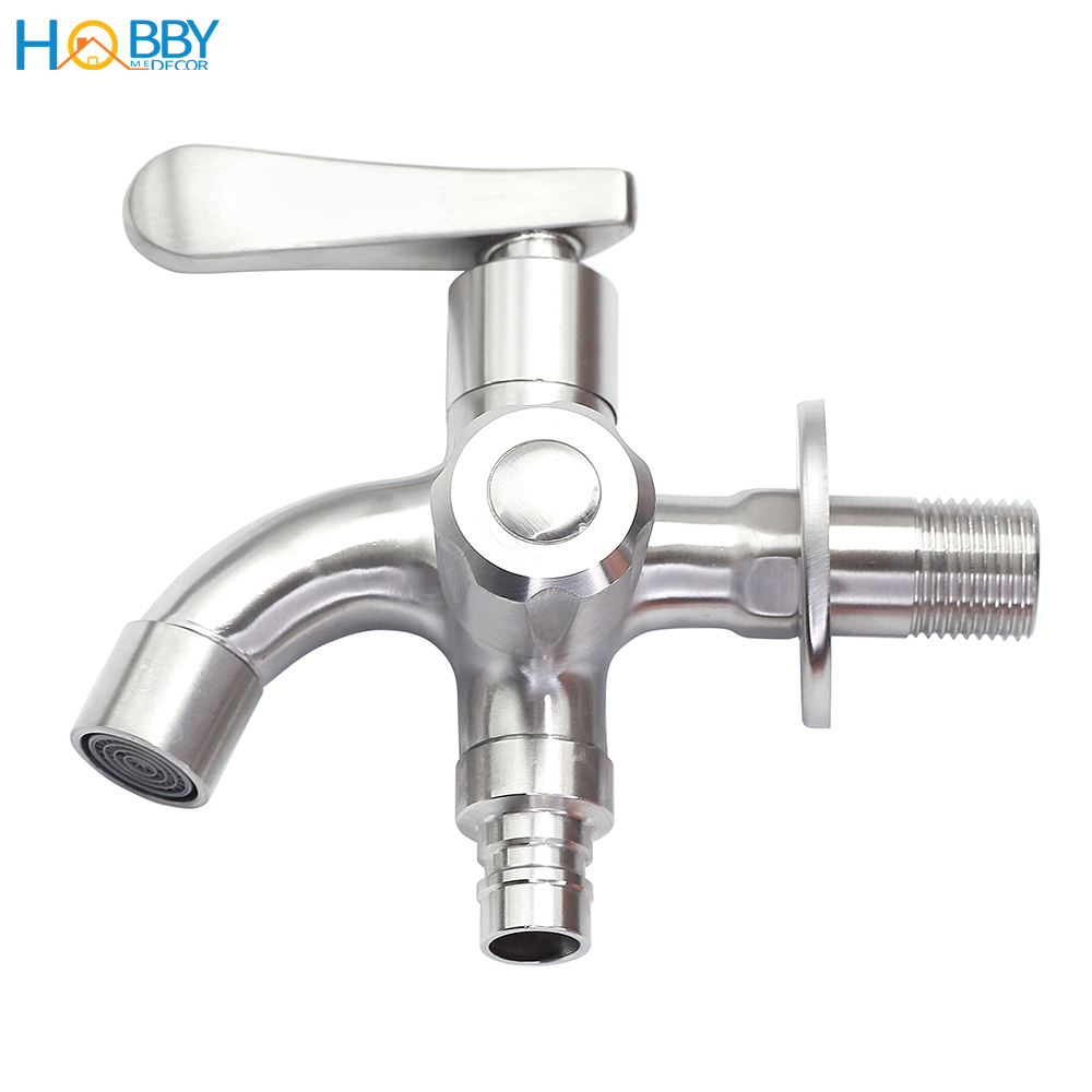 Vòi củ sen lạnh đa năng 2 đầu xả inox 304 ren 21 Hobby Home Decor CS2