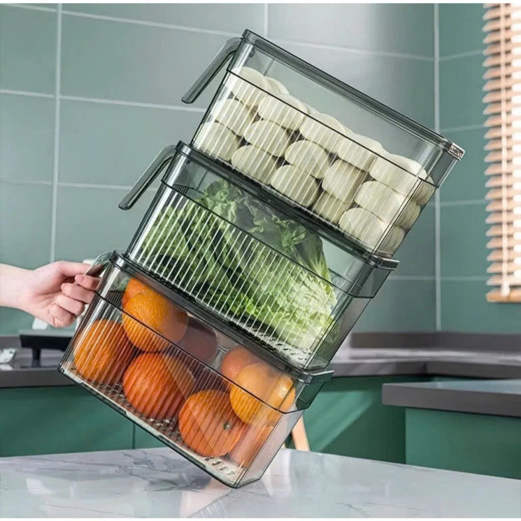 Hộp Đựng Thực Phẩm 3L Có Nắp Tách Nước Và Tay Cầm Tiện Lợi – Hộp Bảo Quản Đồ Ăn Tủ Lạnh - Hộp Lạnh - HÀNG CHÍNH HÃNG MINIIN