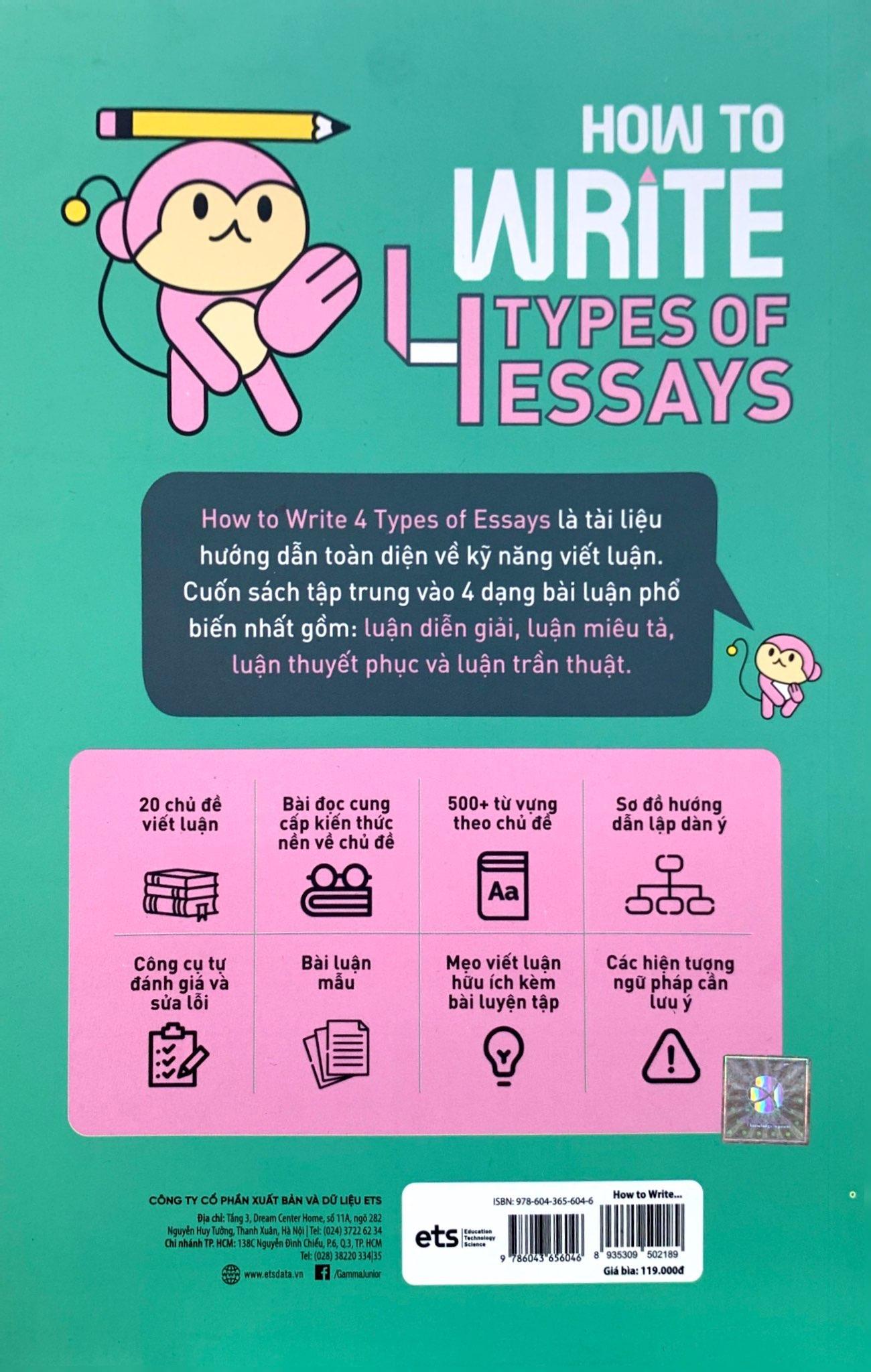 How To Write 4 Types Of Essays - Từng Bước Làm Quen Với Viết Luận Tiếng Anh