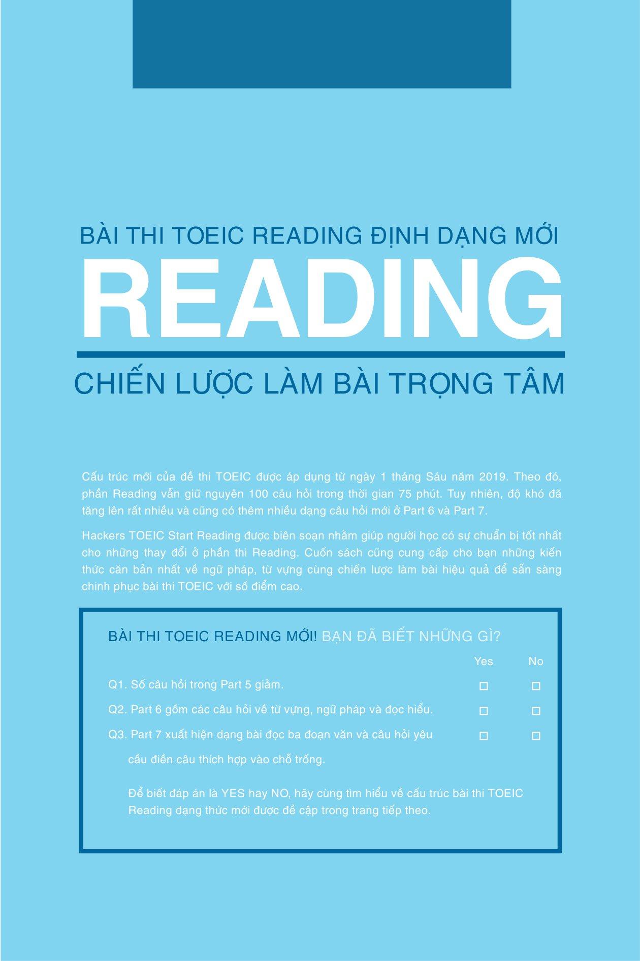 Hackers Toeic Start Reading - 30 Phút Tự Học Toeic Mỗi Ngày