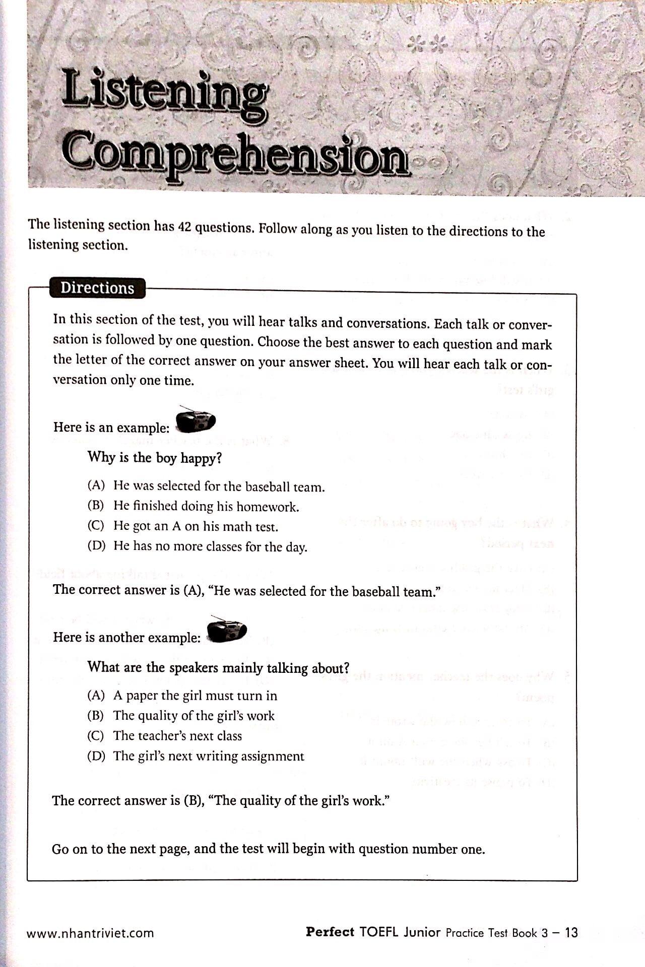Perfect Toefl Junior Book 3(Kèm CD)