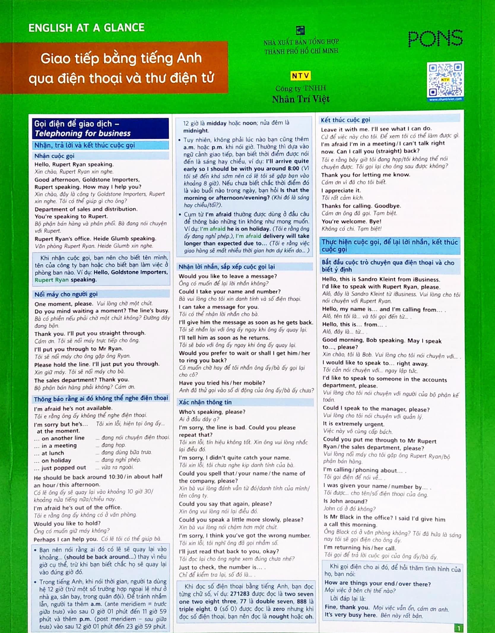 English At A Glance – Giao Tiếp Bằng Tiếng Anh Qua Điện Thoại Và Thư Điện Tử