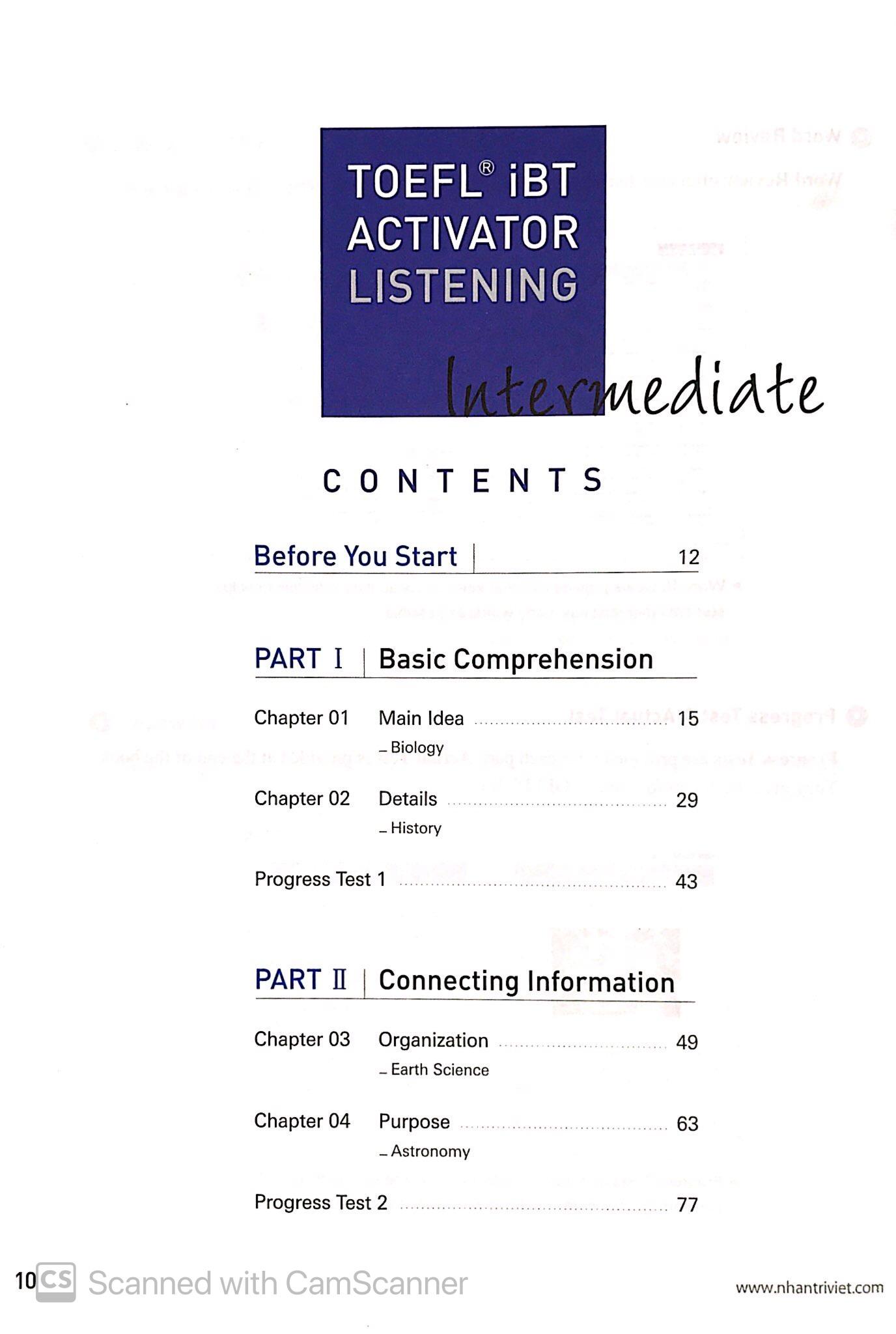 TOEFL iBT Activator Listening Intermediate (Kèm CD)