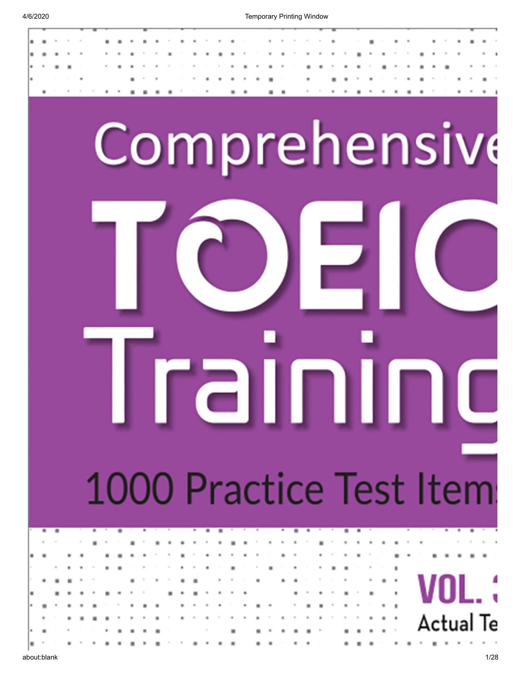Comprehensive Toeic Training 1000 Practice Test Items (Vol 3) - Kèm CD