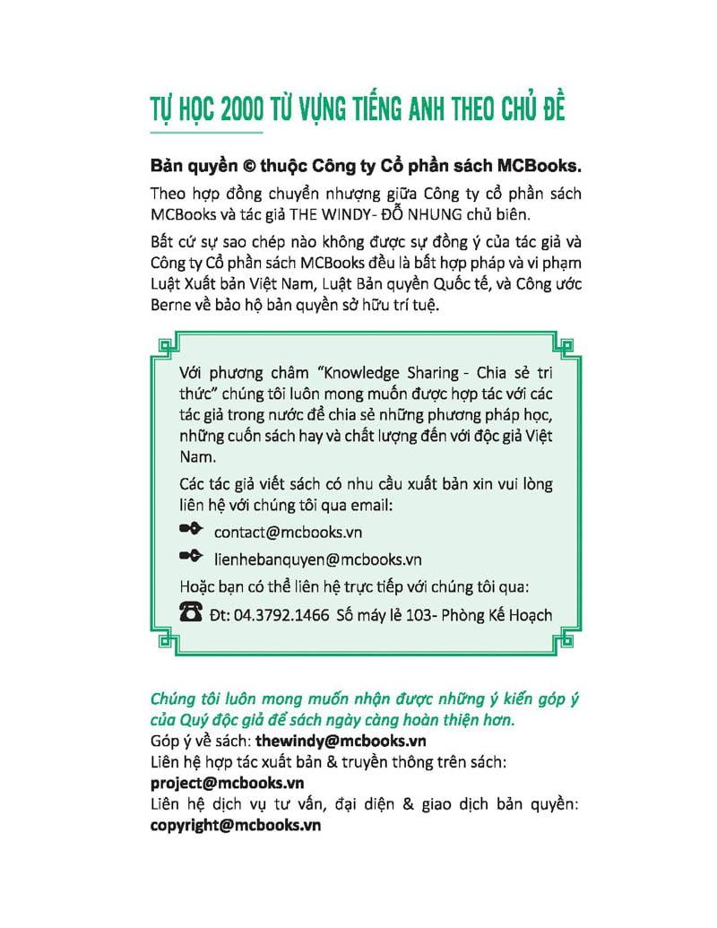 Tự Học 2000 Từ Vựng Tiếng Anh Theo Chủ Đề (Tái Bản)