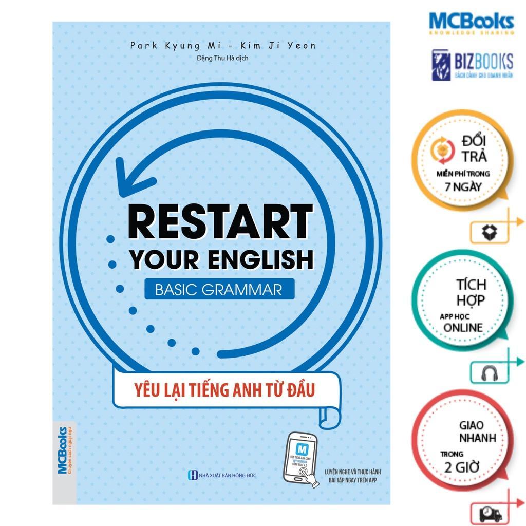 Sách - Restart Your English - Yêu Lại Từ Đầu Tiếng Anh - Traveling Abroad + More Expression + Basic Grammar + Daily Life - Combo 4 Cuốn - MCBooks