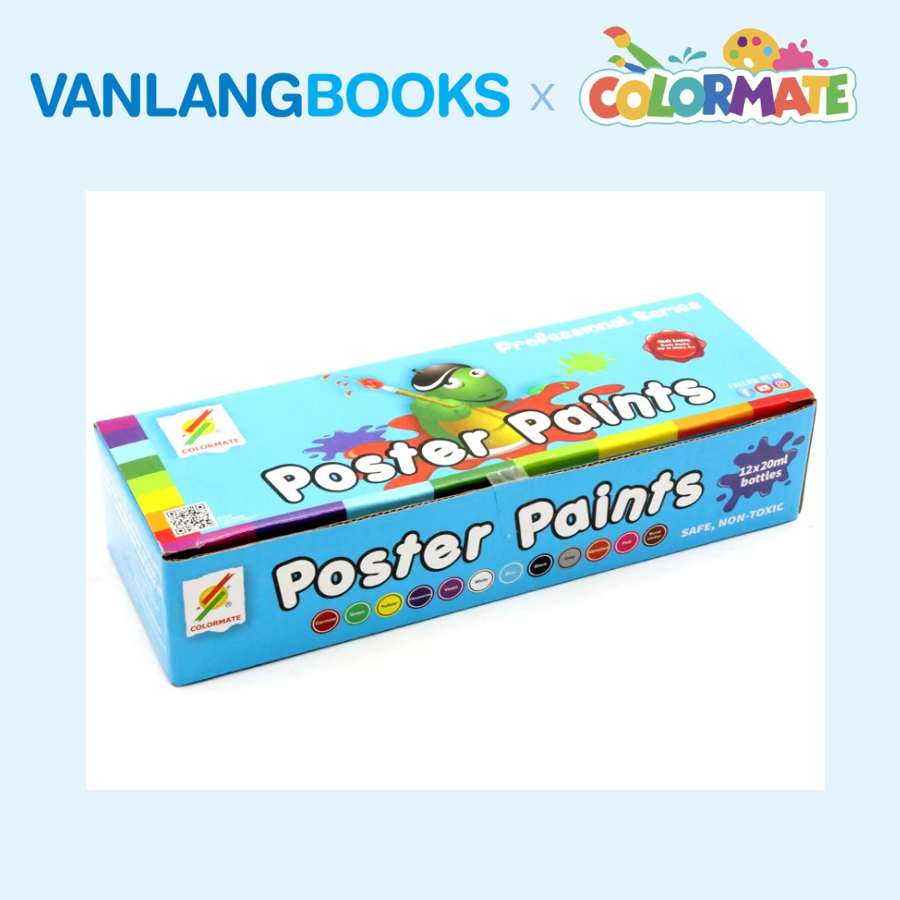 Sách Vẽ Màu Nước Cho Người Mới Bắt Đầu (Tái Bản 2025) + Hộp 12 Màu Vẽ Poster Paint 20ml - Vanlangbooks x Colormate