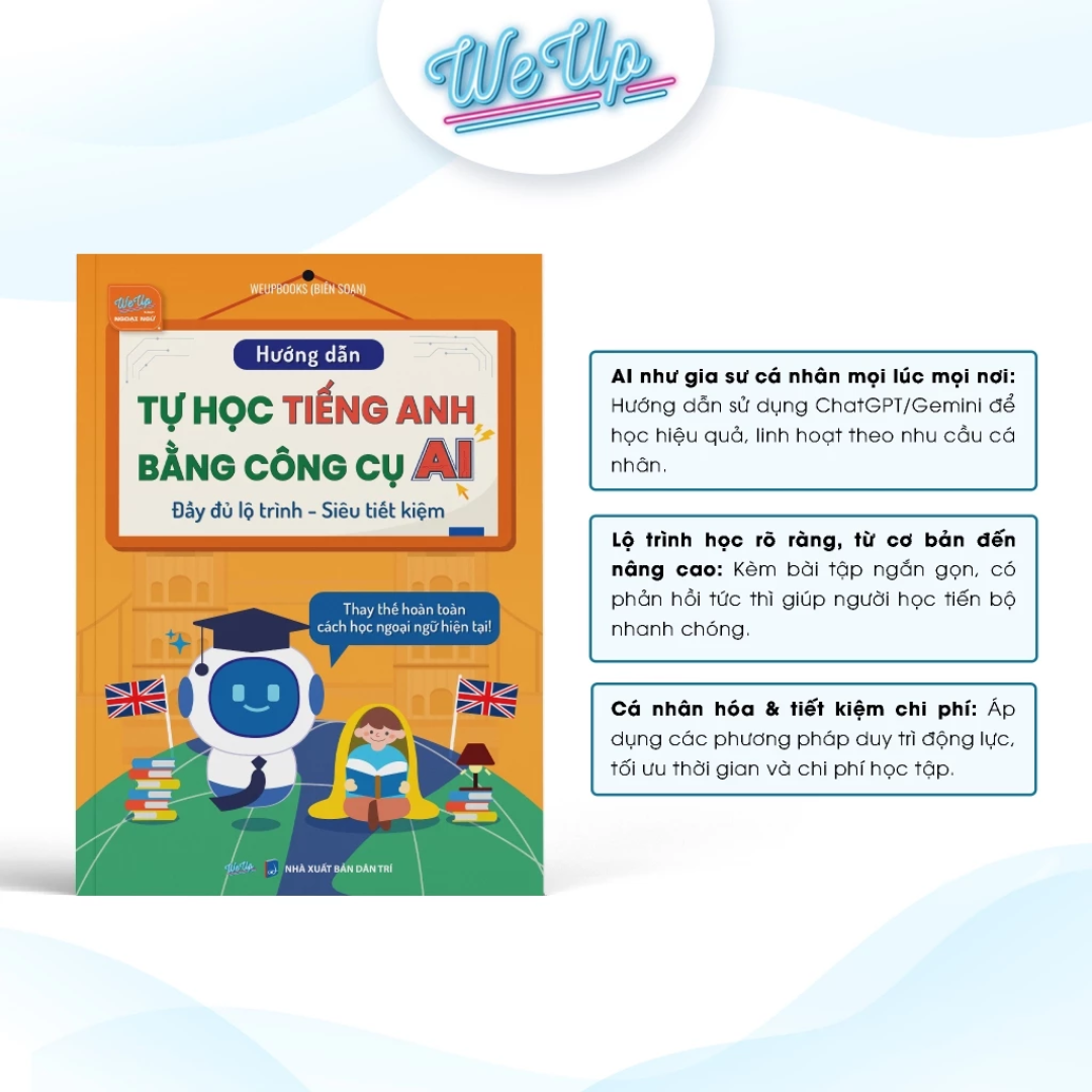 Combo 2 sách: Hướng dẫn tự học Tiếng Anh bằng công cụ AI, 1000 Từ vựng và 500 Câu giao tiếp Song ngữ Anh - Trung