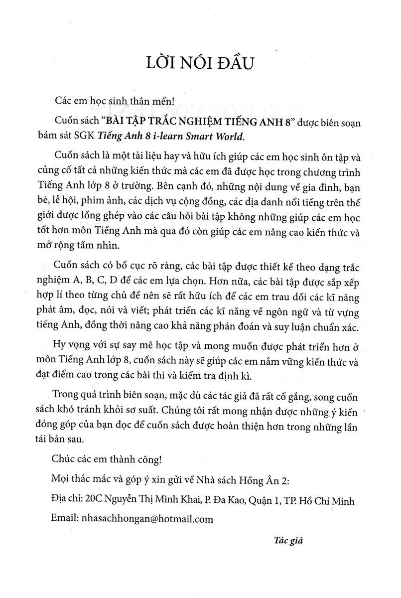 Bài Tập Trắc Nghiệm Tiếng Anh 8 - Có Đáp Án (Bám Sát SGK Cánh Diều I-Learn Smart World)_HA
