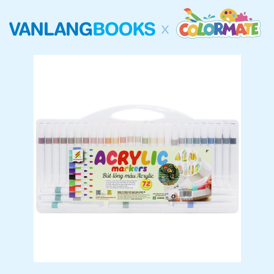 Sách Vẽ Màu Nước Cho Người Mới Bắt Đầu (Tái Bản 2025) + Hộp 72 Bút Lông Màu Acrylic Marker - Vanlangbooks x Colormate