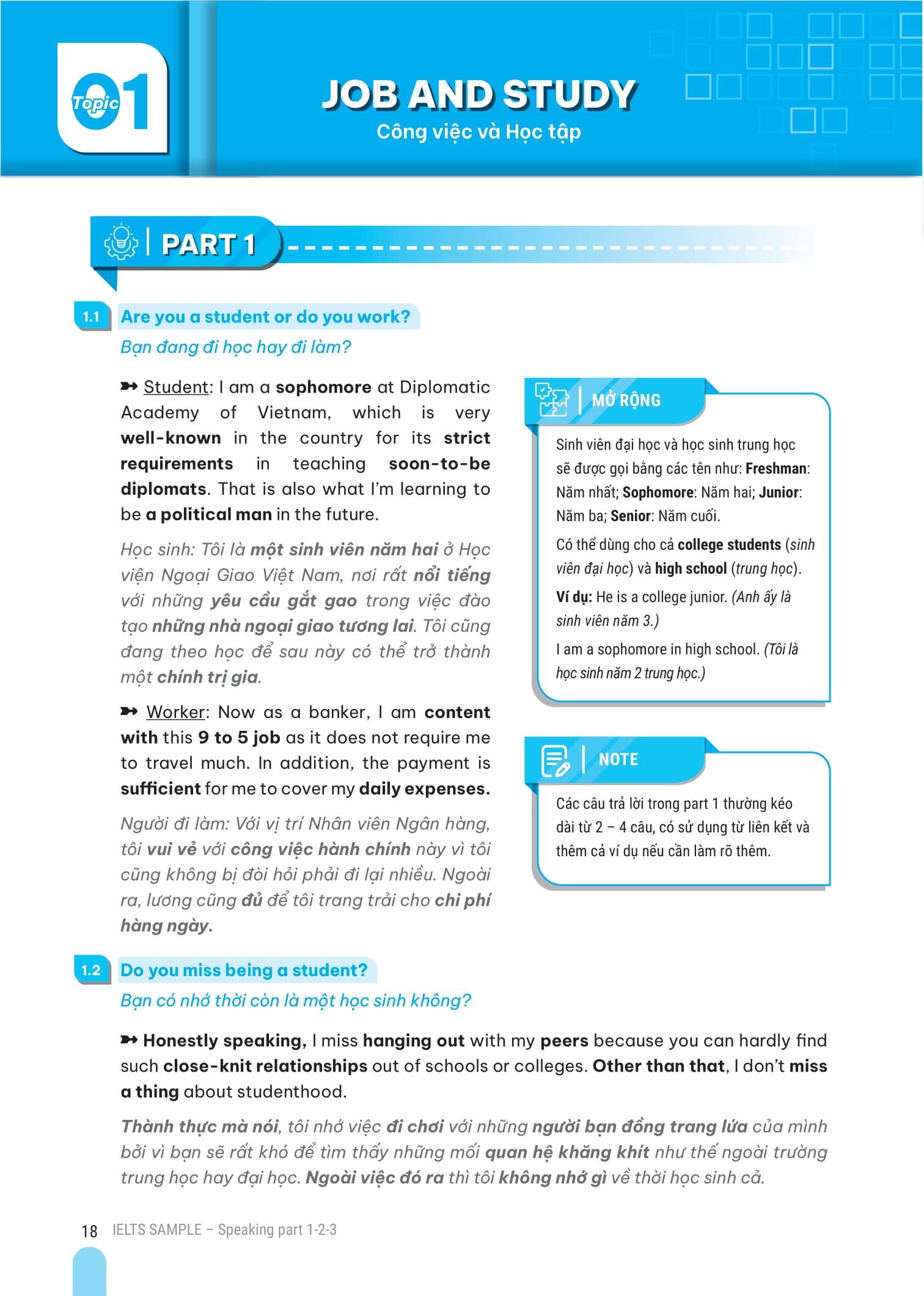 IELTS Sample Speaking Part 1-2-3 Tuyển Tập Câu Trả Lời Mẫu Hay Nhất