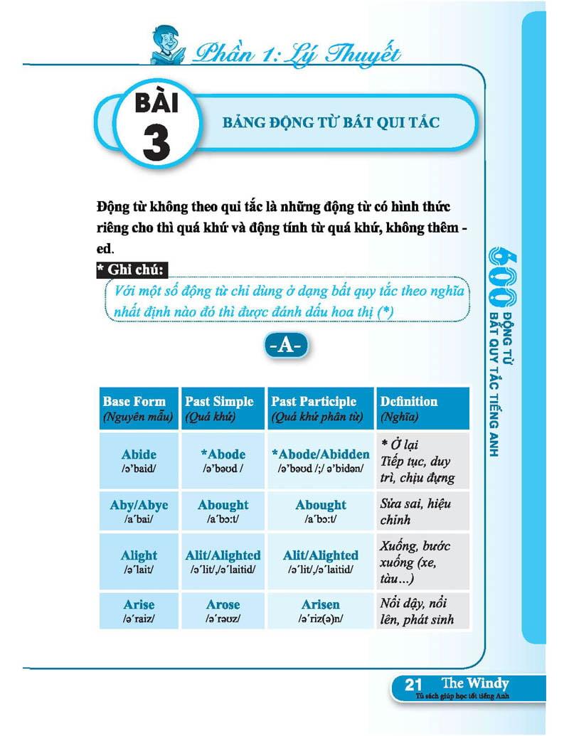 600 Động Từ Bất Quy Tắc Trong Tiếng Anh