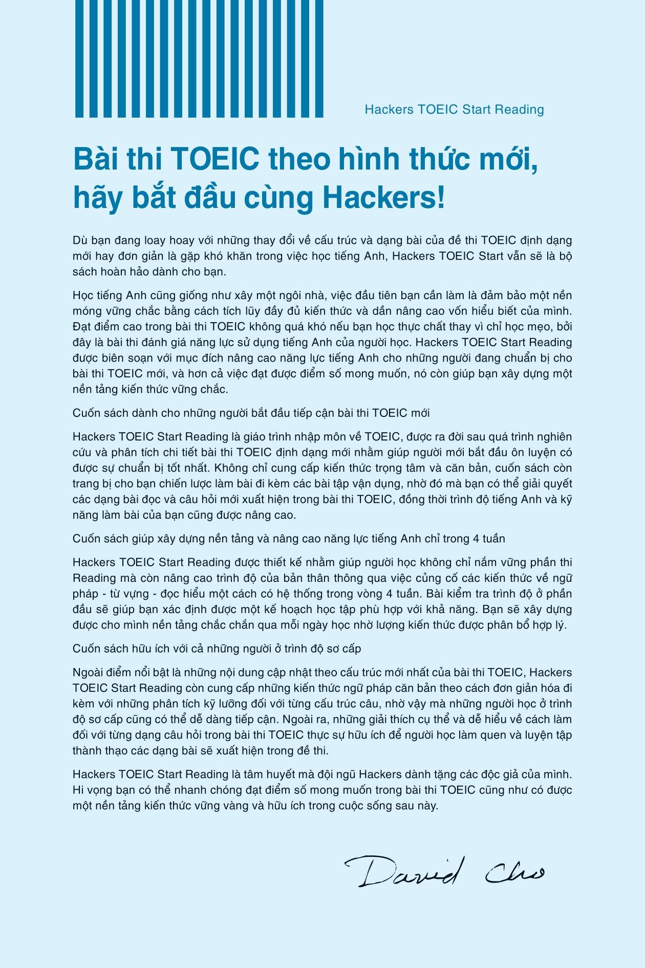 Hackers Toeic Start Reading - 30 Phút Tự Học Toeic Mỗi Ngày