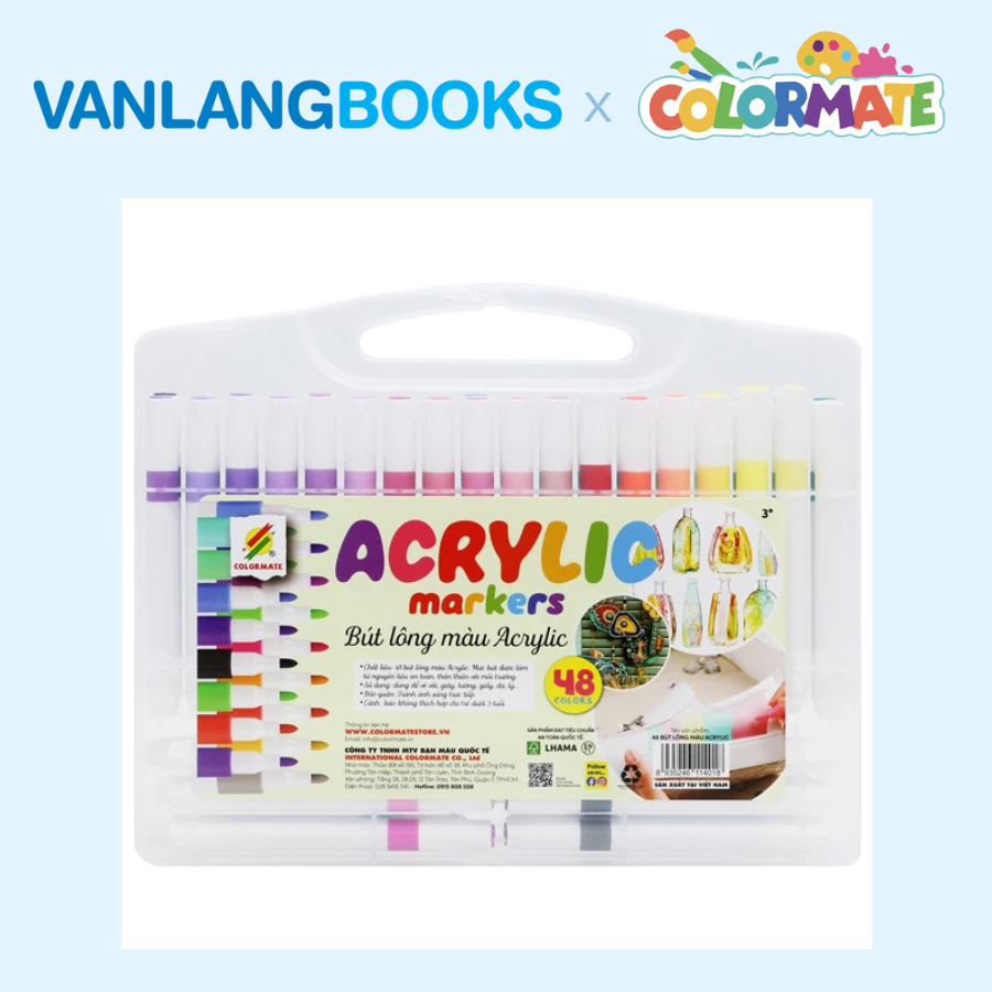 Sách Vẽ Màu Nước Cho Người Mới Bắt Đầu (Tái Bản 2025) + Hộp 48 Bút Lông Màu Acrylic Marker - Vanlangbooks x Colormate