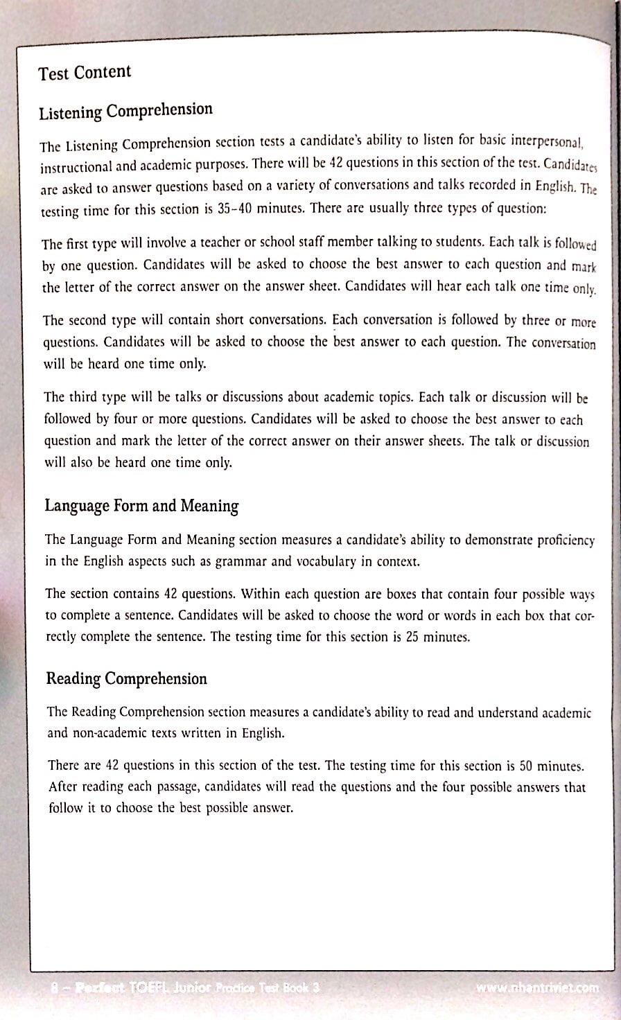 Perfect Toefl Junior Book 3(Kèm CD)