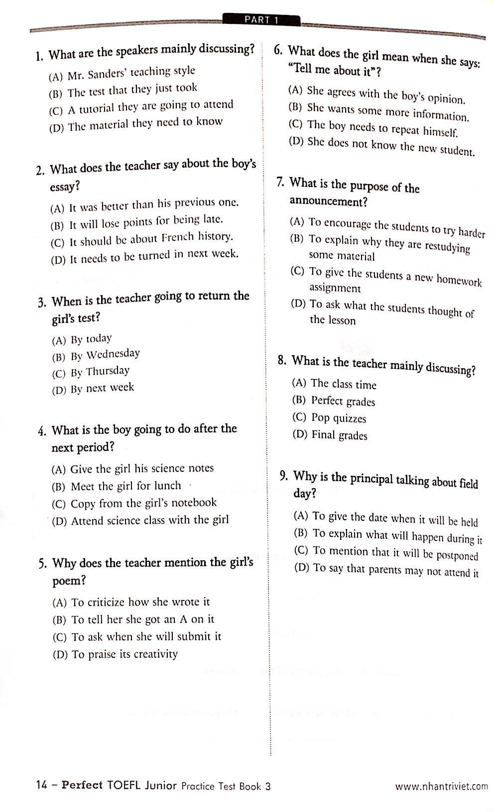Perfect Toefl Junior Book 3(Kèm CD)
