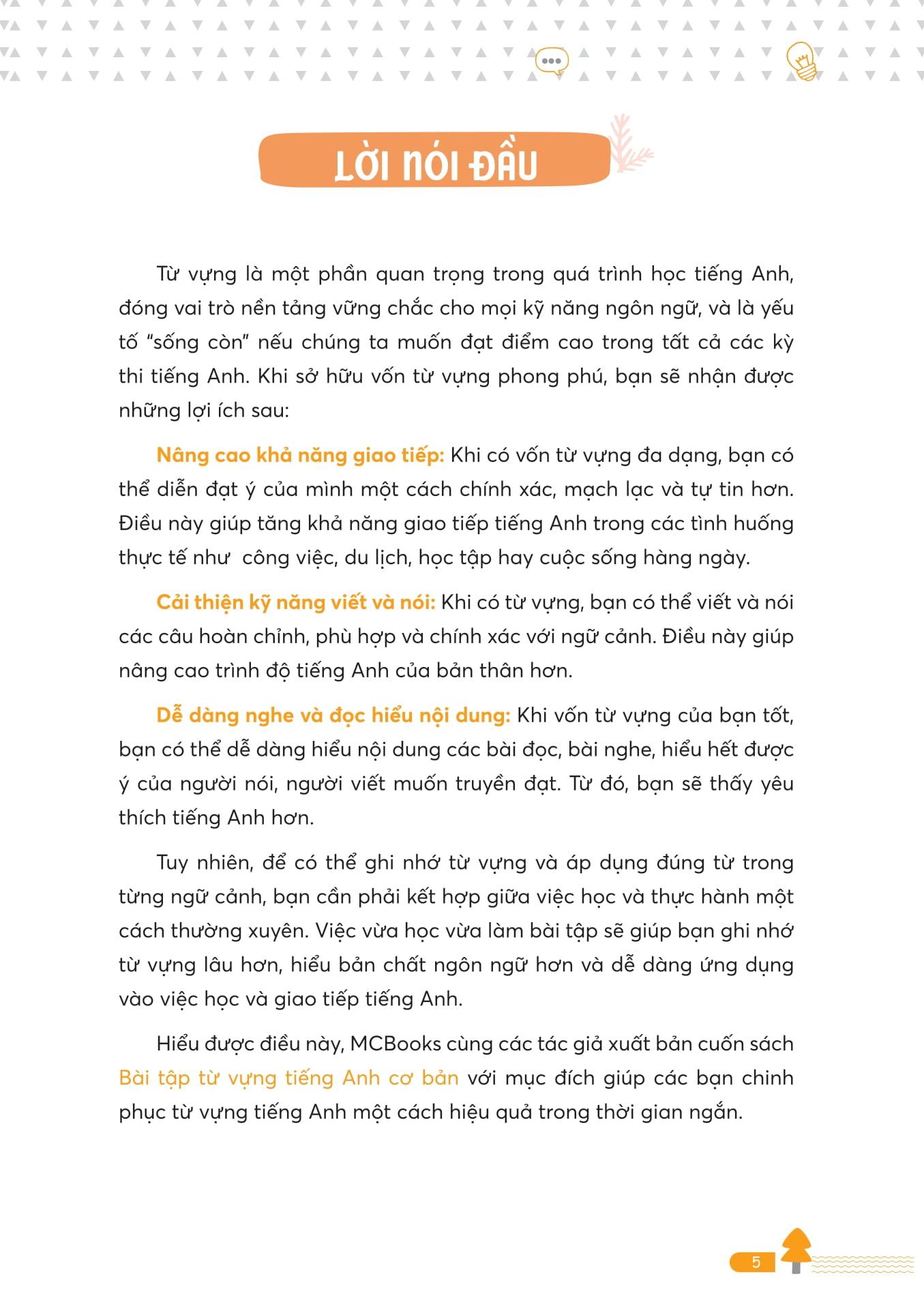 Sách - Basic English Vocabulary Exercises - Bài Tập Từ Vựng Tiếng Anh Cơ Bản