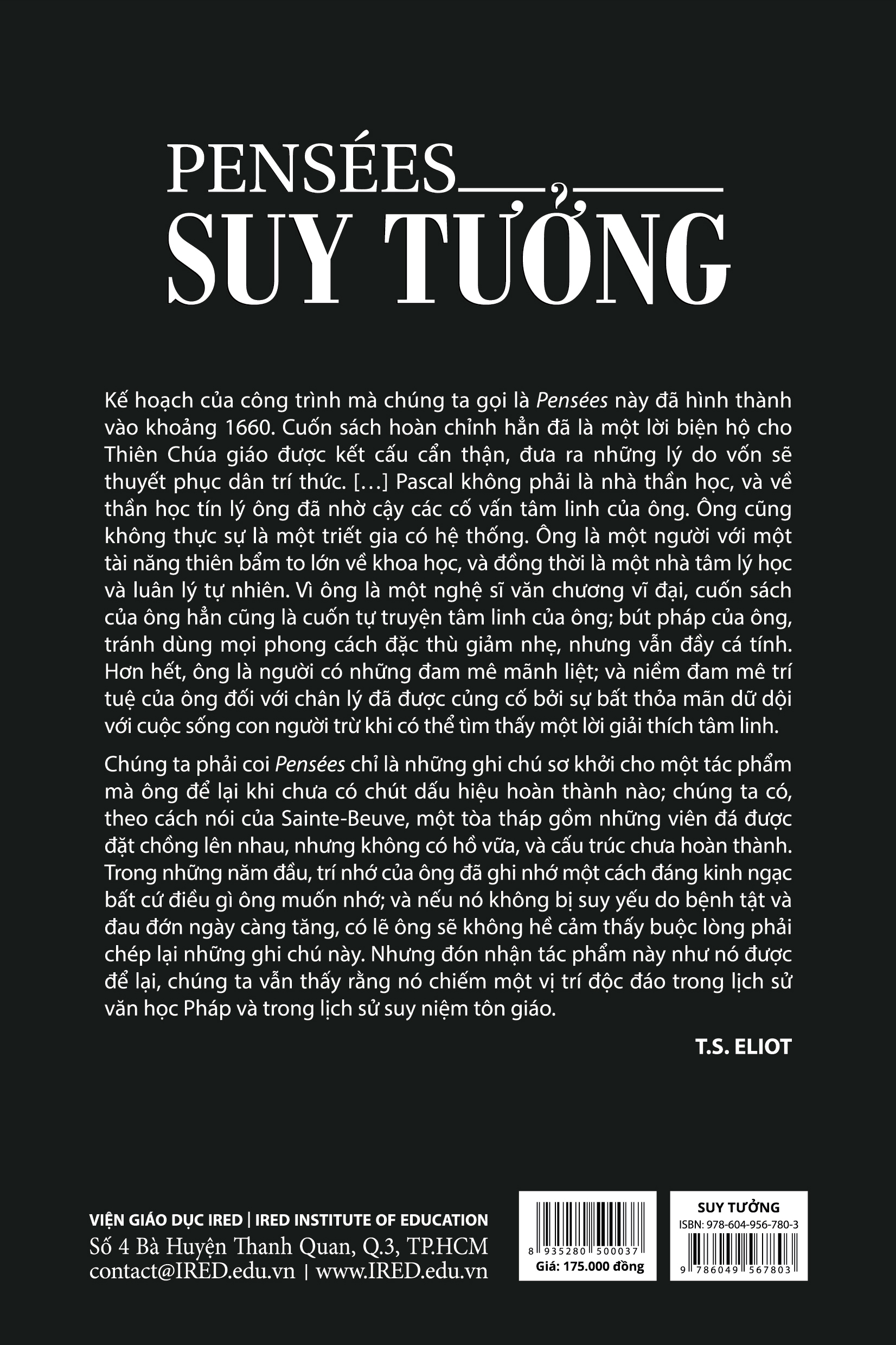 SUY TƯỞNG (Pensées) - Blaise Pascal - Quách Đình Đạt dịch - (bìa mềm)