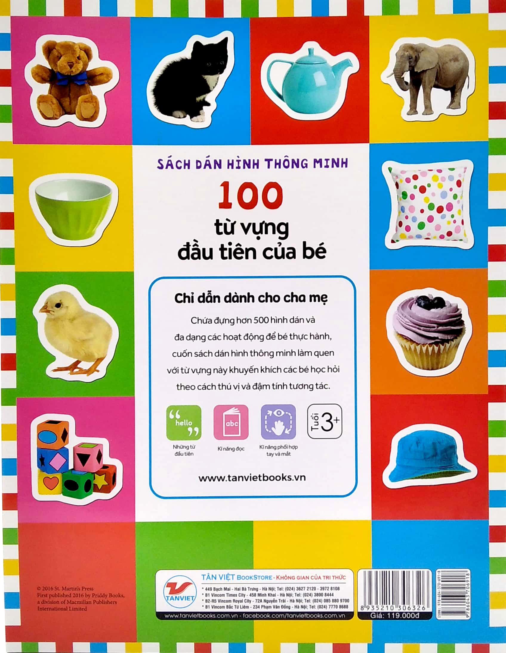 Sách Dán Hình Thông Minh - 100 Từ Vựng Đầu Tiên Của Bé