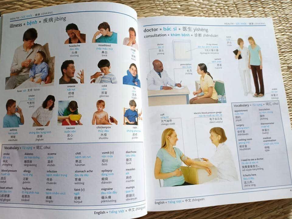 Combo 2 sách Từ điển hình ảnh Tam Ngữ Trung Anh Việt – Visual English Vietnamese Chinese Trilingual Dictionary +Bài tập luyện dịch tiếng ứng dụng (Sơ -Trung cấp, Giao tiếp HSK có mp3 nghe, có đáp án)+DVD tài liệu