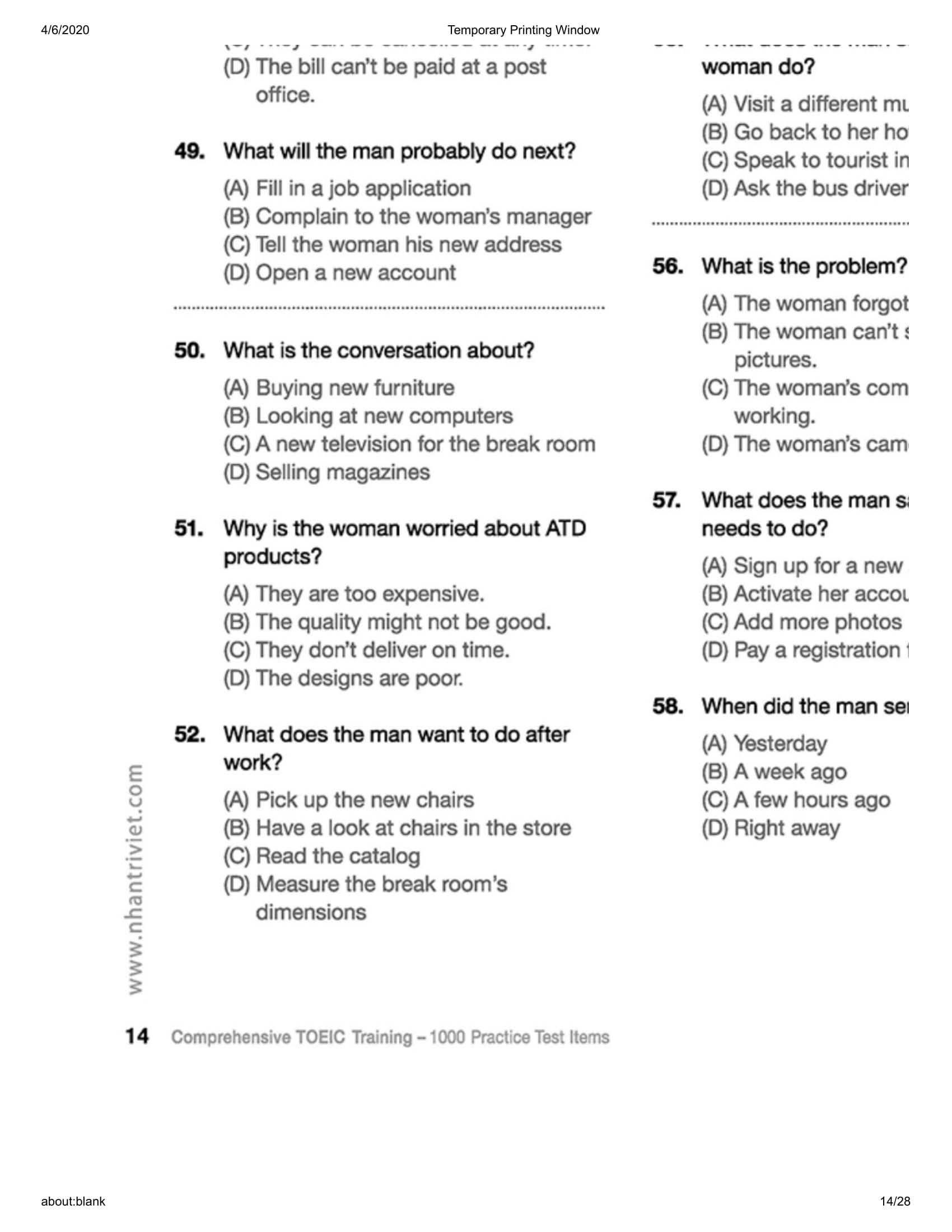 Comprehensive Toeic Training 1000 Practice Test Items (Vol 3) - Kèm CD