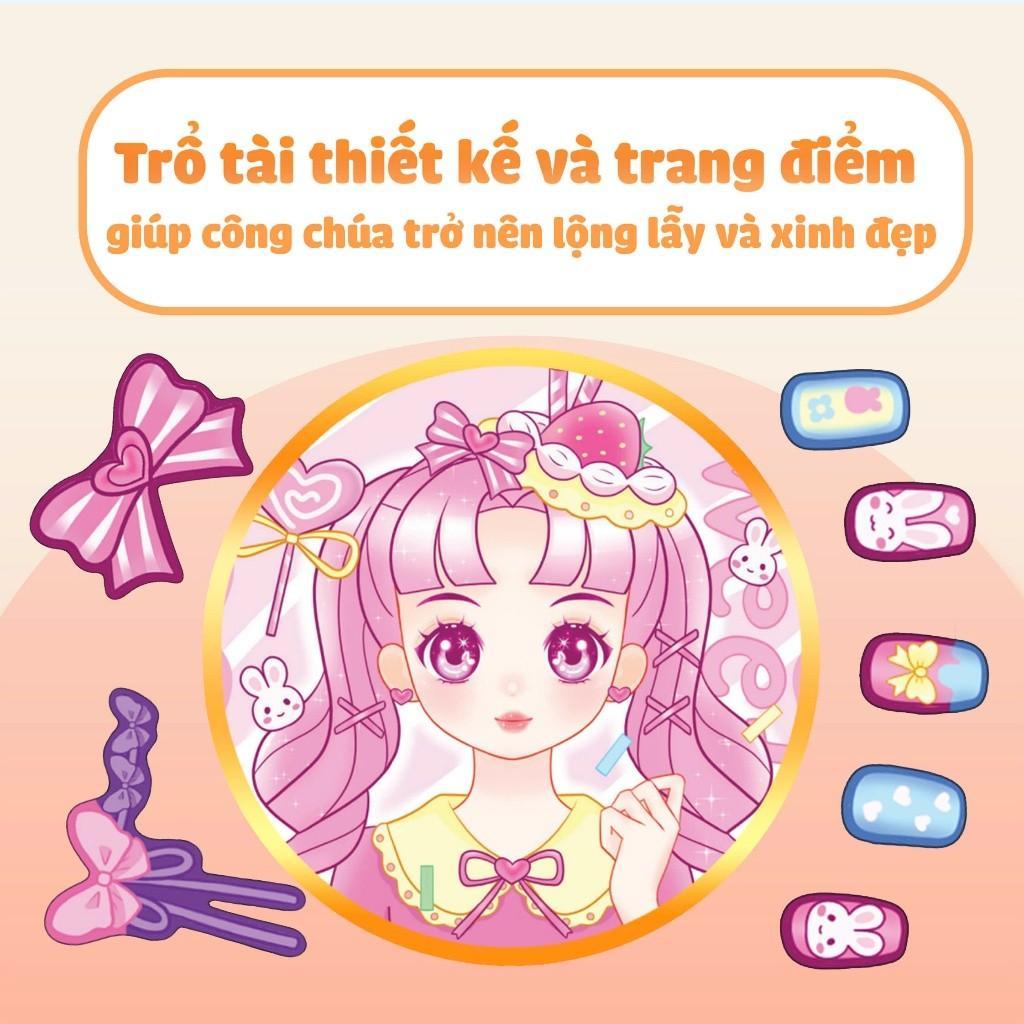 Sách Tiệm làm Nail - Công chúa Hoạt Hình (400+ stickers dễ thương) - Sách bóc dán sticker cho bé gái - Megabook