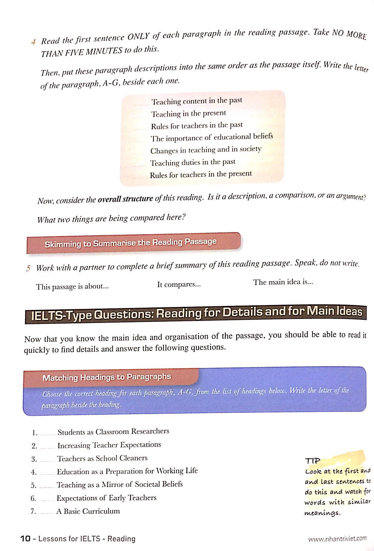 Lessons For IELTS Reading (Tái Bản 2023)