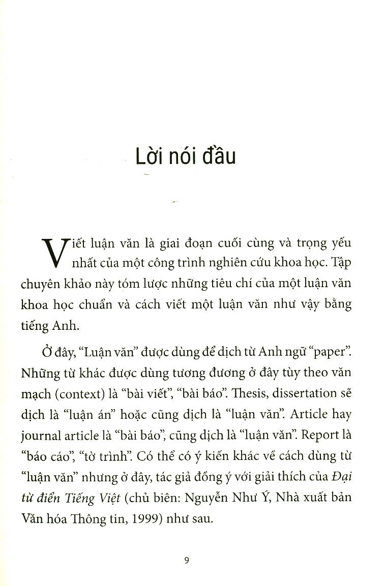 Viết Luận Văn Khoa Học Bằng Tiếng Anh - Writing A Scientific Paper In English