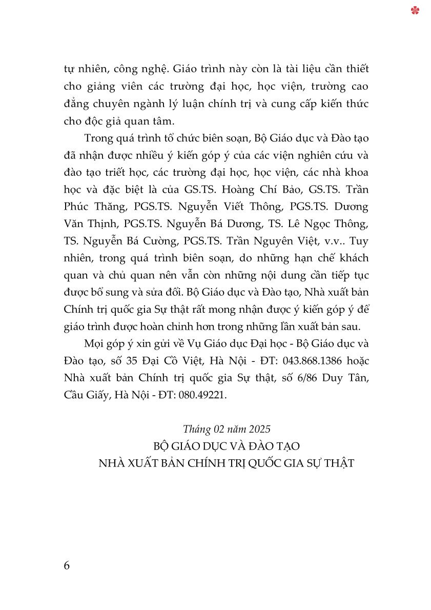 Giáo trình Triết học (Dùng cho khối không chuyên ngành triết học trình độ đào tạo thạc sĩ, tiến sĩ các ngành khoa học tự nhiên, công nghệ) - bản in 2025