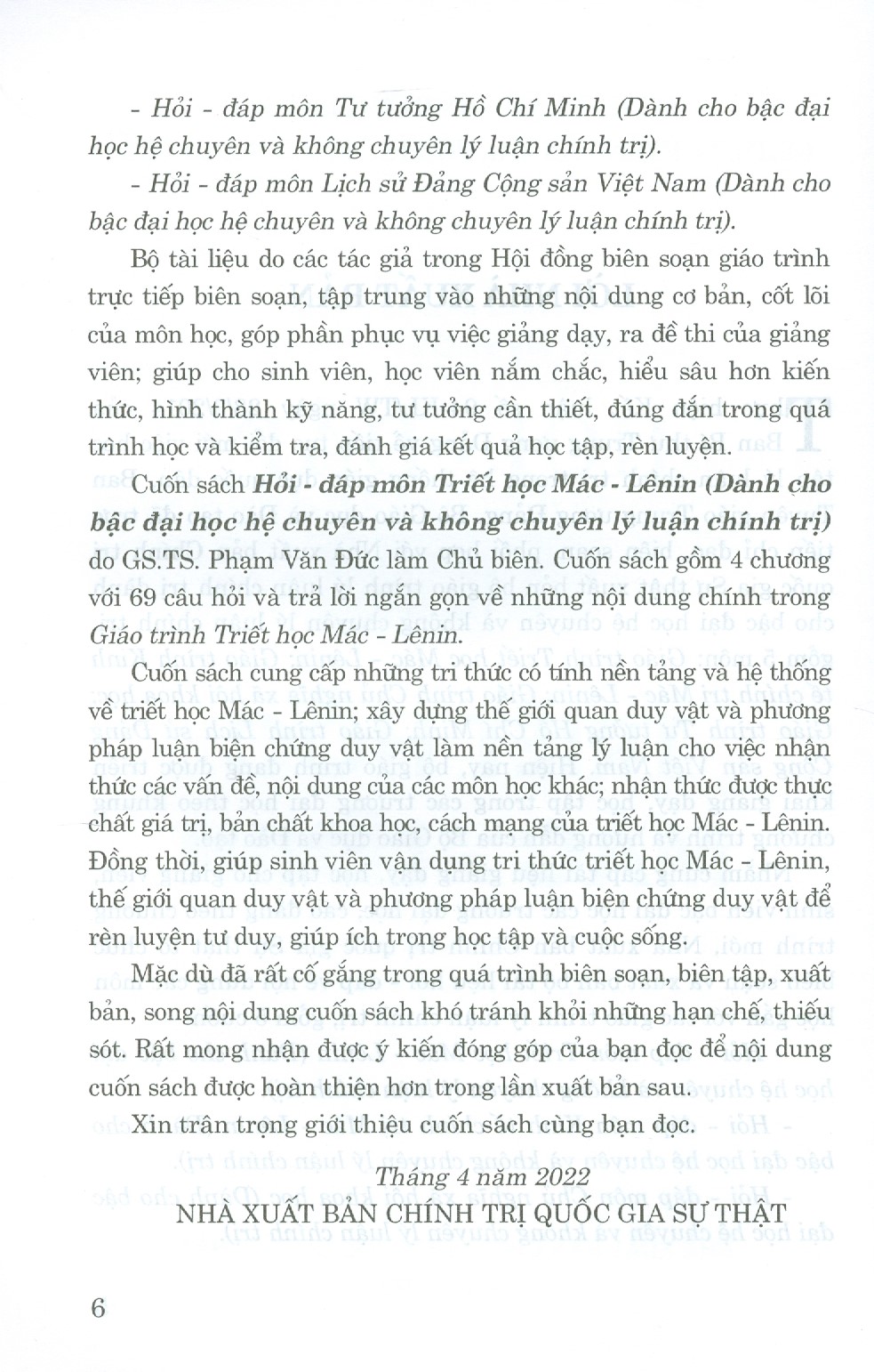 Hỏi - Đáp Môn Triết Học Mác - Lênin (Dùng cho bậc đại học hệ chuyên và không chuyên lý luận chính trị)
