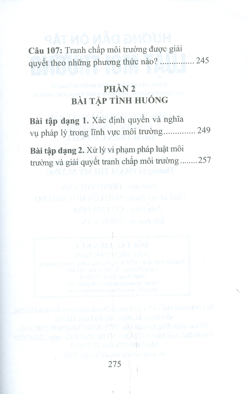 Hướng Dẫn Ôn Tập Luật Môi Trường - Dùng Cho Hệ Đào Tạo Cử Nhân Và Thạc Sĩ Các Chuyên Ngành Thuộc Lĩnh Vực Khoa Học Pháp Lý