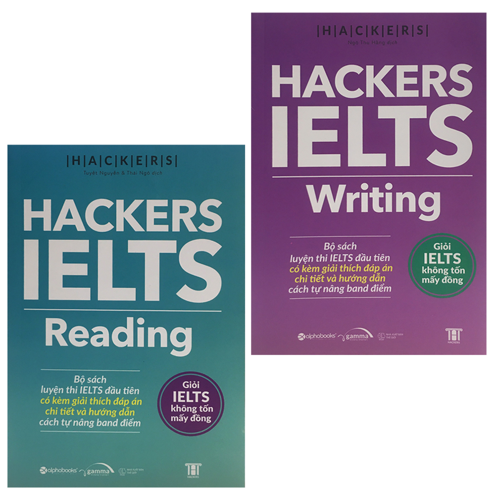 Combo 2 Cuốn Sách Luyện Thi IELTS: Hackers IELTS Reading + Hackers IELTS Writing - Tái Bản Năm 2021 (Tặng Kèm Portcard ta)