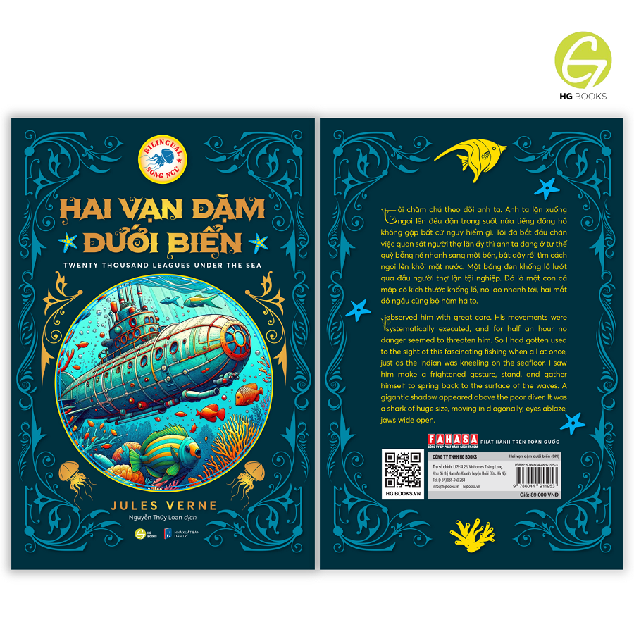 Hai vạn dặm dưới biển - Sách song ngữ kinh điển, có note từ vựng, tặng kèm file nghe - HG Books