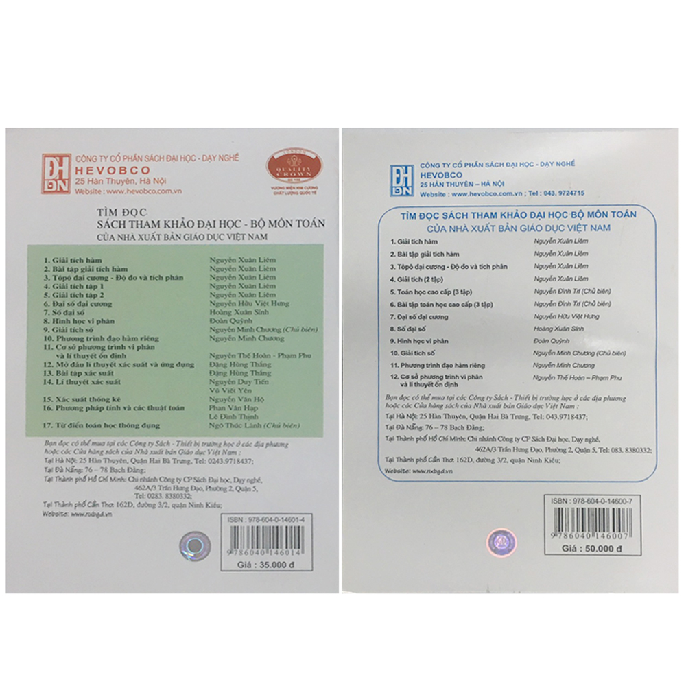Combo Bộ Sách Toán Cao Cấp Tập 2 + Bài Tập Toán Cao Cấp Tập 2 ( Phép Tính Giải Tích Một Biến Số)