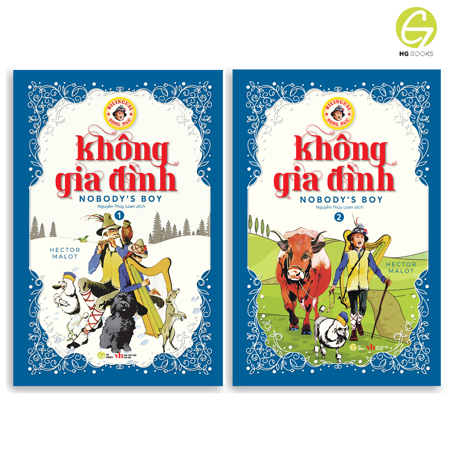 Sách - Không gia đình - Sách song ngữ văn học kinh điển, tặng kèm file nghe & note từ vựng, combo 2 cuốn - HG Books