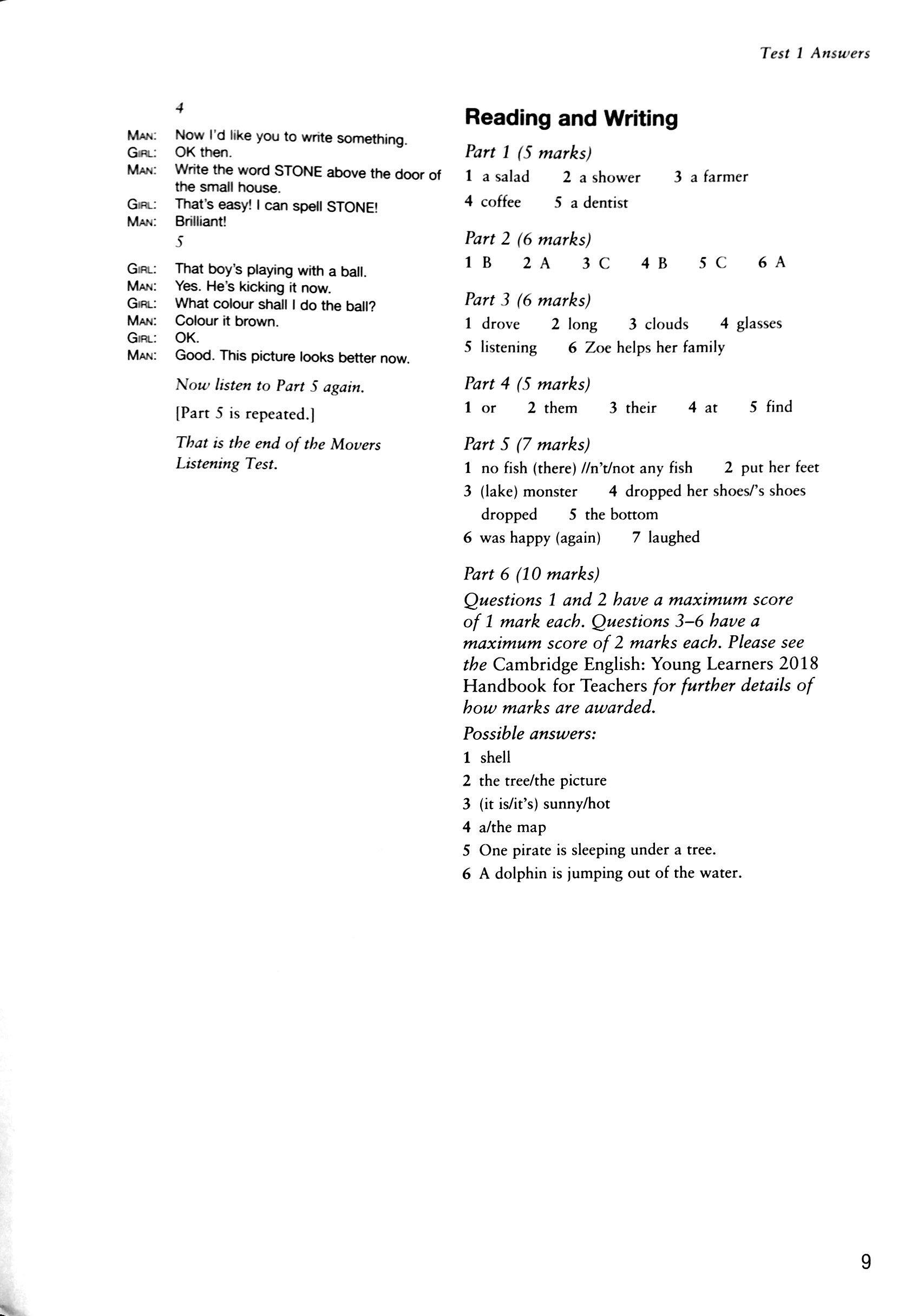 Cambridge English Movers 1 for Revised Exam from 2018 Ans Booklet
