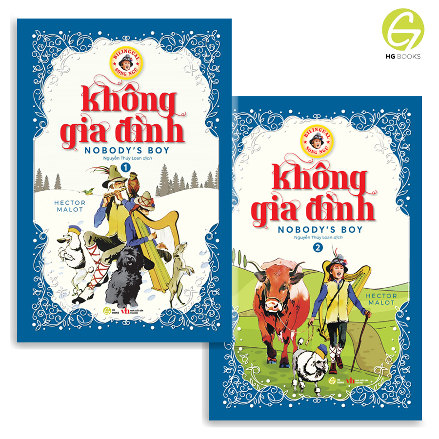 Sách - Không gia đình - Sách song ngữ văn học kinh điển, tặng kèm file nghe & note từ vựng, combo 2 cuốn - HG Books