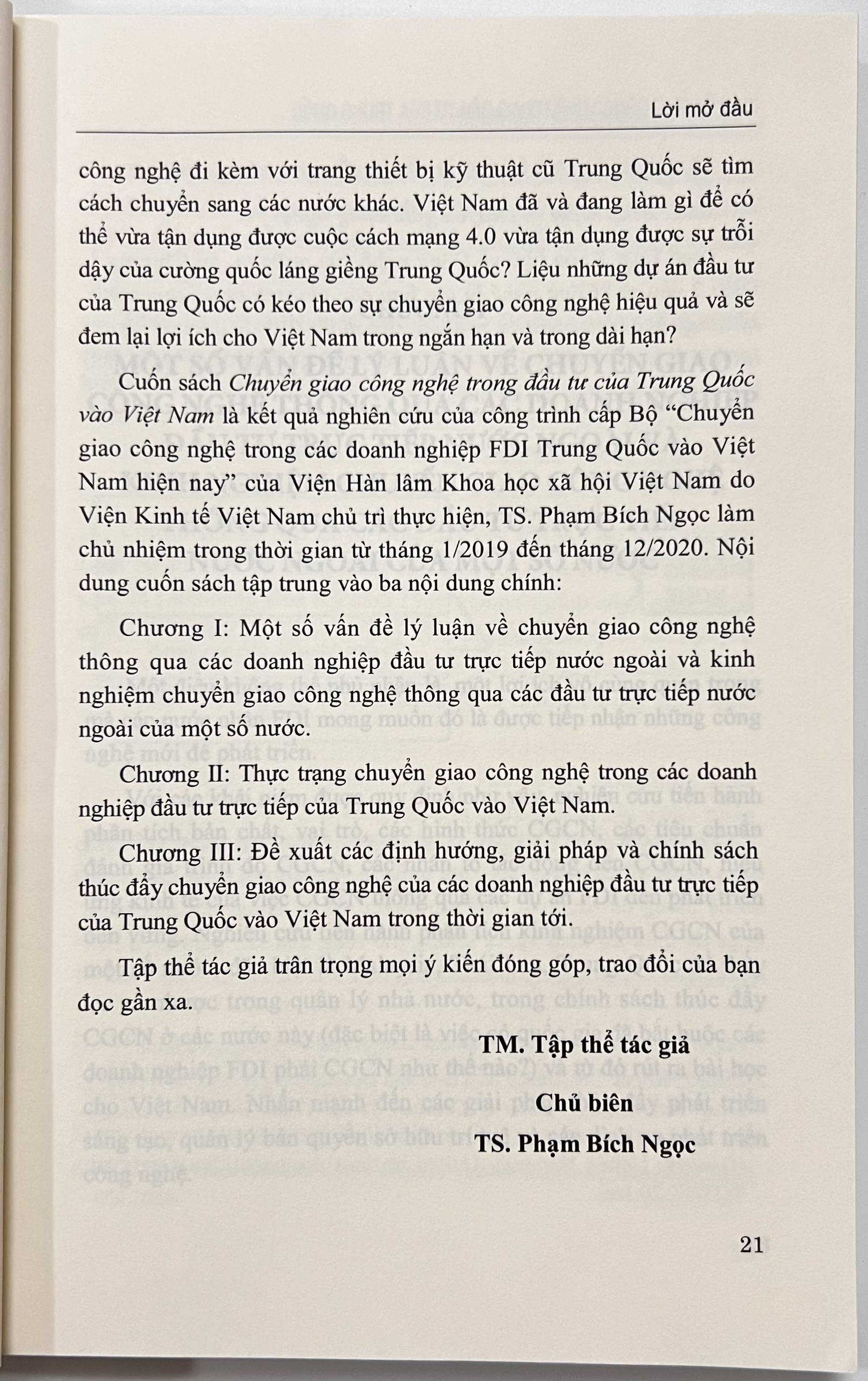 Sách - Chuyển Giao Công Nghệ Trong Đầu Tư Của Trung Quốc Vào Việt Nam