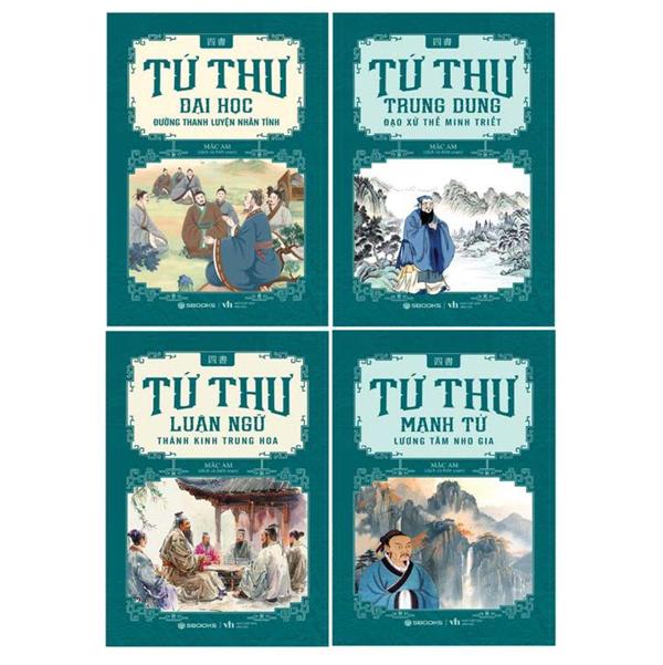 Sách - Bộ Sách Tứ Thư - Đại Học + Luận Ngữ + Trung Dung + Mạnh Tử (Bộ 4 Cuốn)