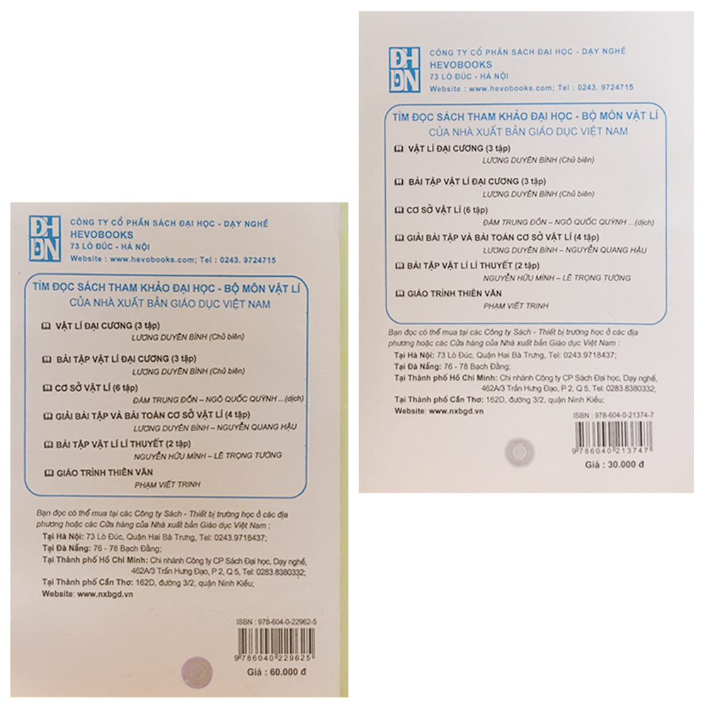 Combo Sách: Vật Lí Đại Cương Tập 2 - Điện Dao Động Sóng+ Bài Tập Vật Lí Đại Cương Tập 2 - Điện Dao Động Sóng (Dùng Cho Các Trường Đại Học Khối Kỹ Thuật Công Nghiệp)