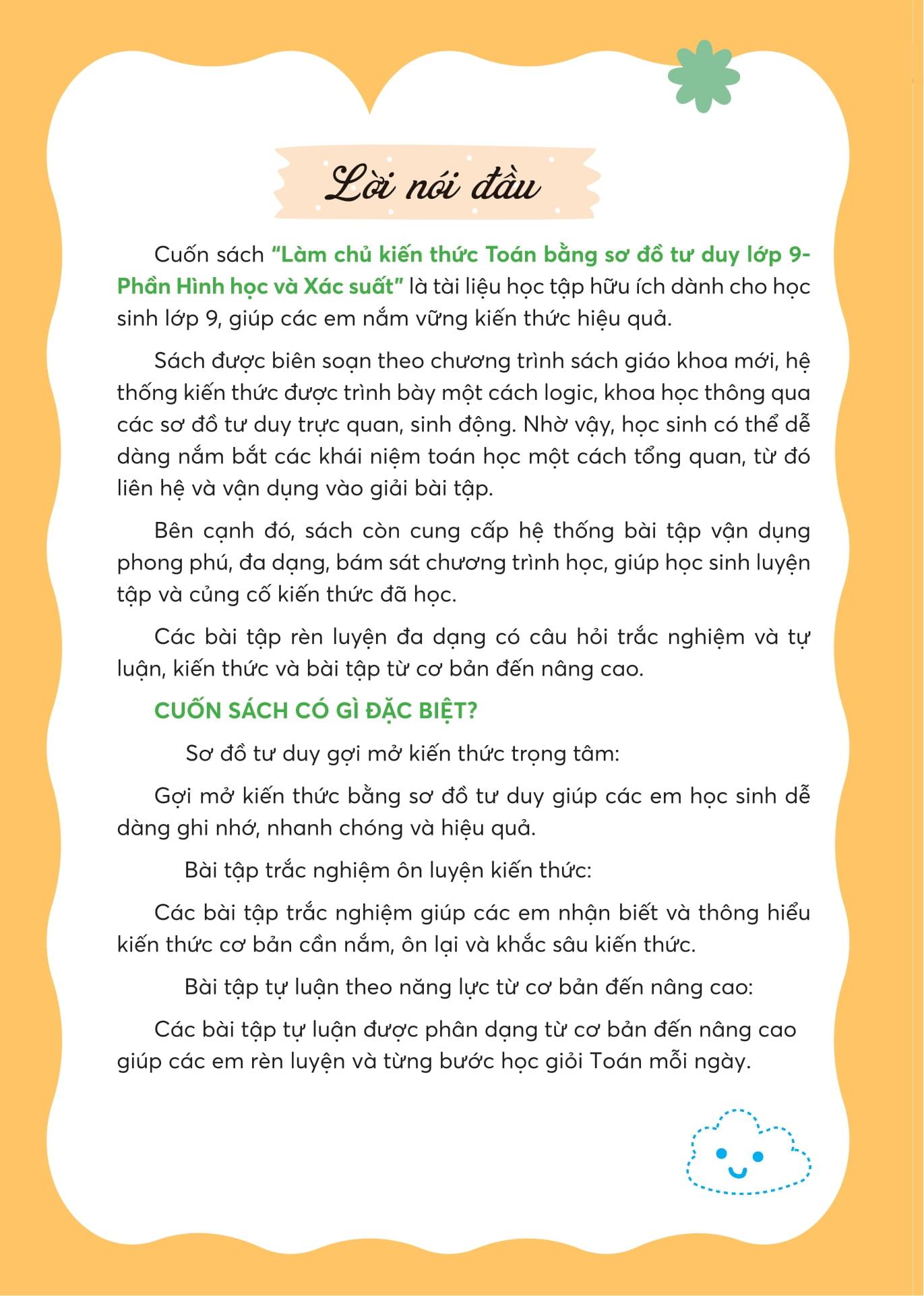 Sách - Làm Chủ Kiến Thức Toán Bằng Sơ Đồ Tư Duy Lớp 9 - Luyện Thi Vào 10 Phần Hình Học Và Xác Suất