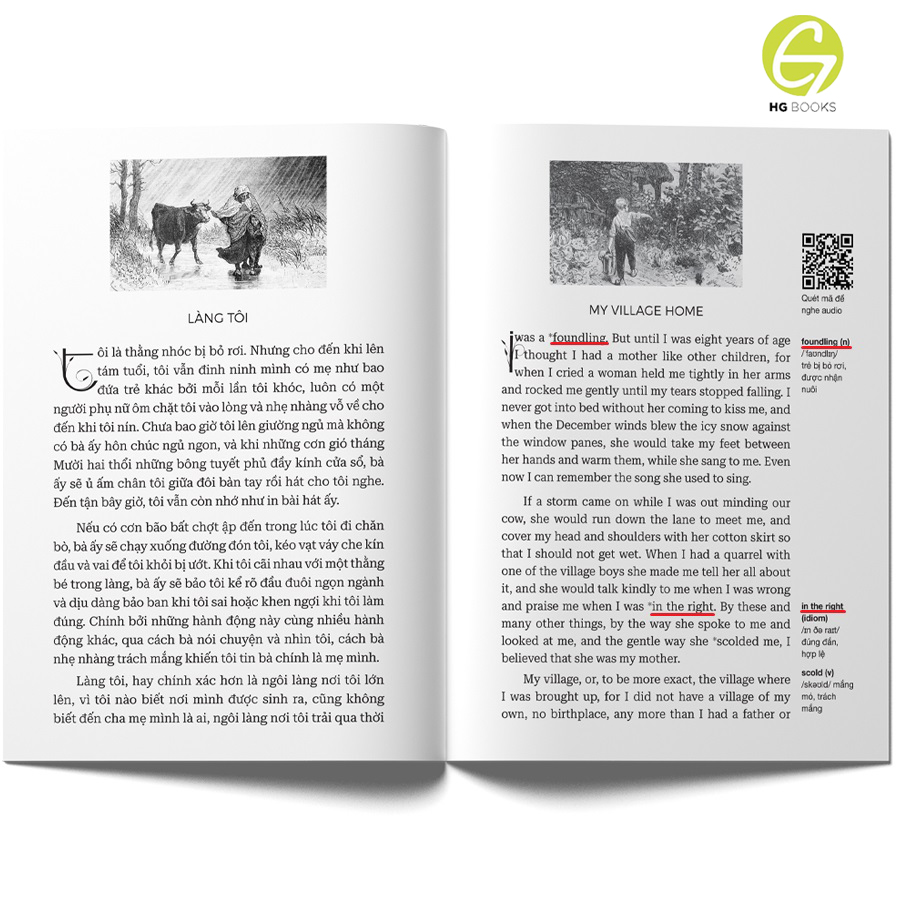 Sách - Không gia đình - Sách song ngữ văn học kinh điển, tặng kèm file nghe & note từ vựng, combo 2 cuốn - HG Books